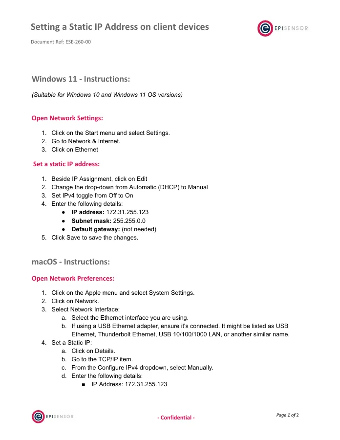 Static IP Address Guide - first page preview