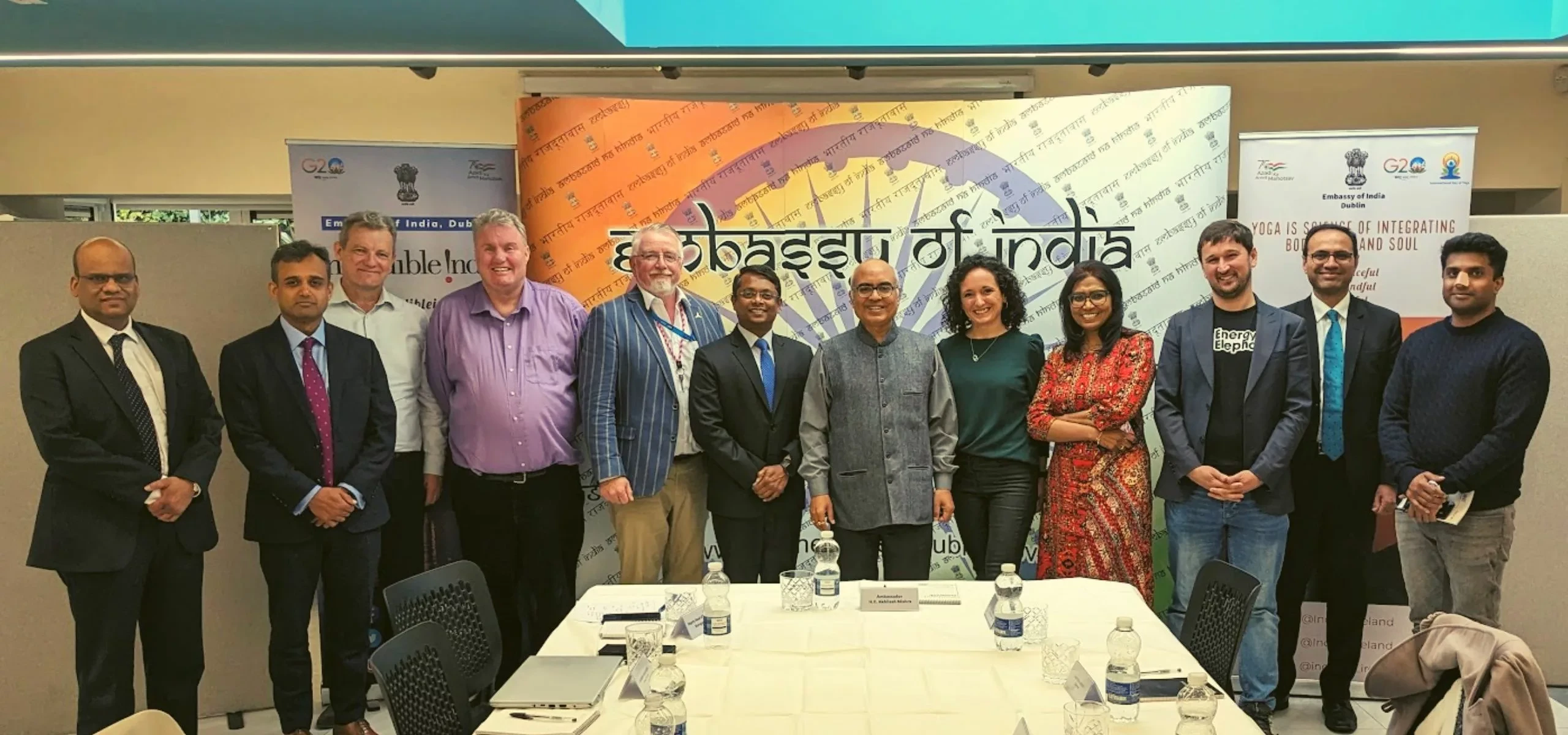 Participants in the energy transition roundtable, photographed together at the Embassy of India in Dublin.