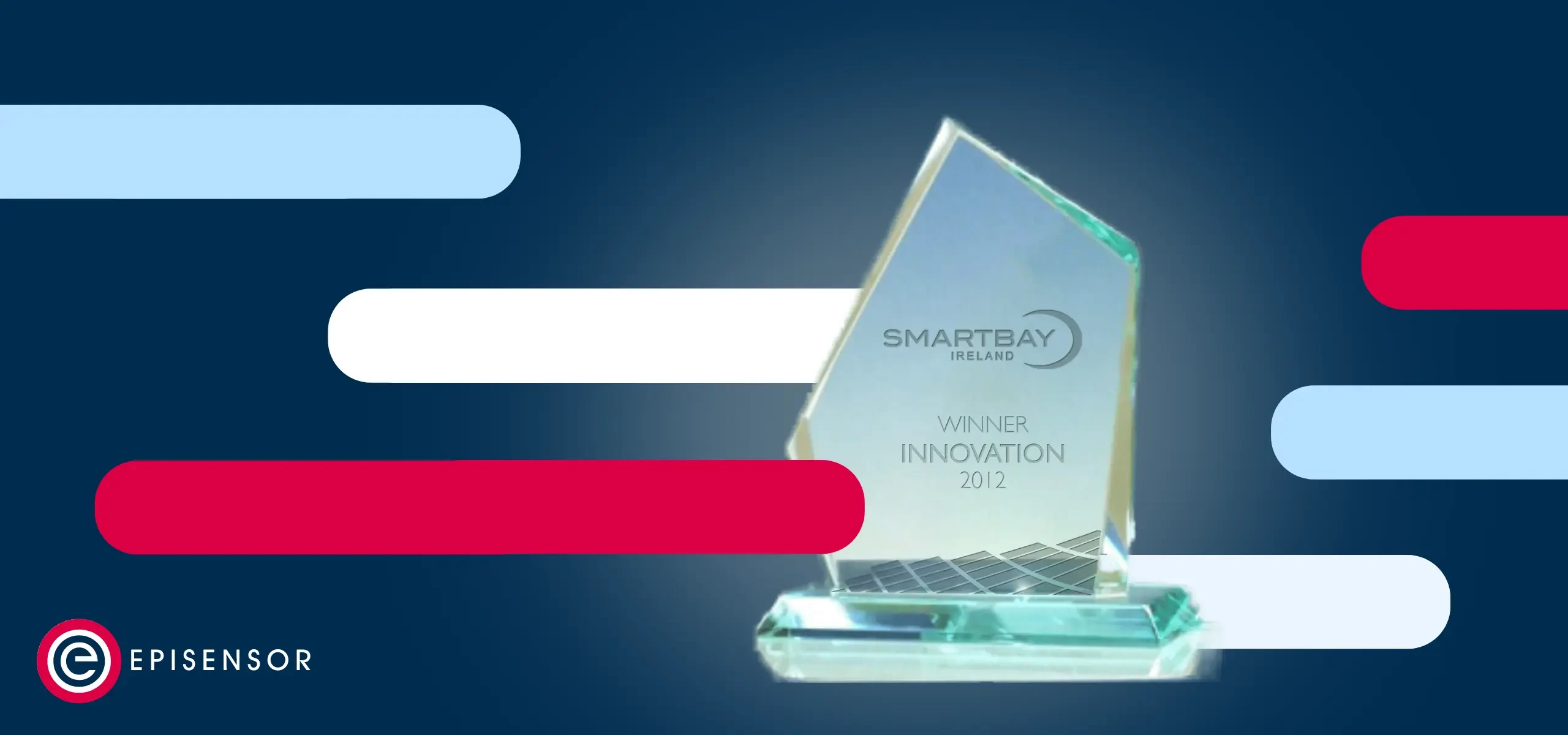 The glass SmartBay Innovator Award trophy.