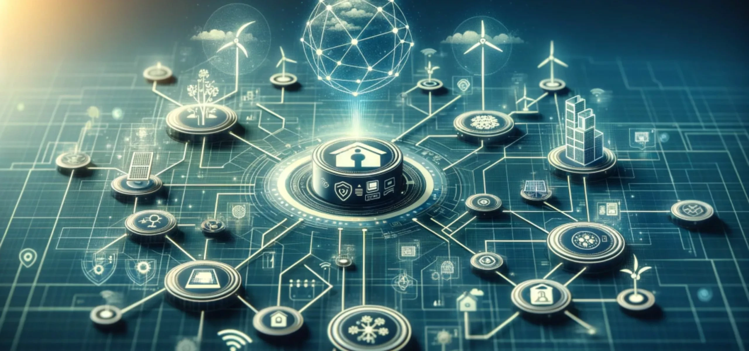 An illustration of connected energy assets linked across a network.