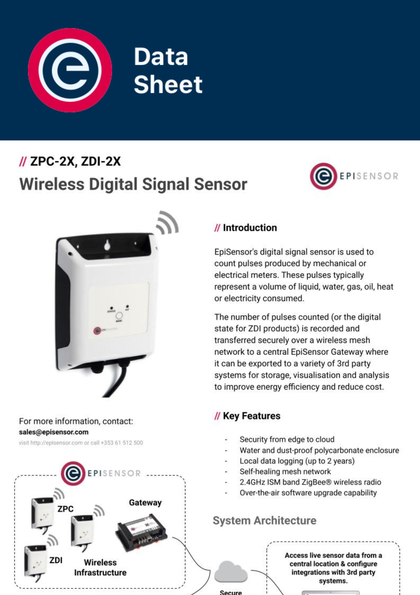 Datasheet Wireless Digital Signal Sensor ZPC-2X Datasheet Wireless Digital Signal Sensor ZPC-2X