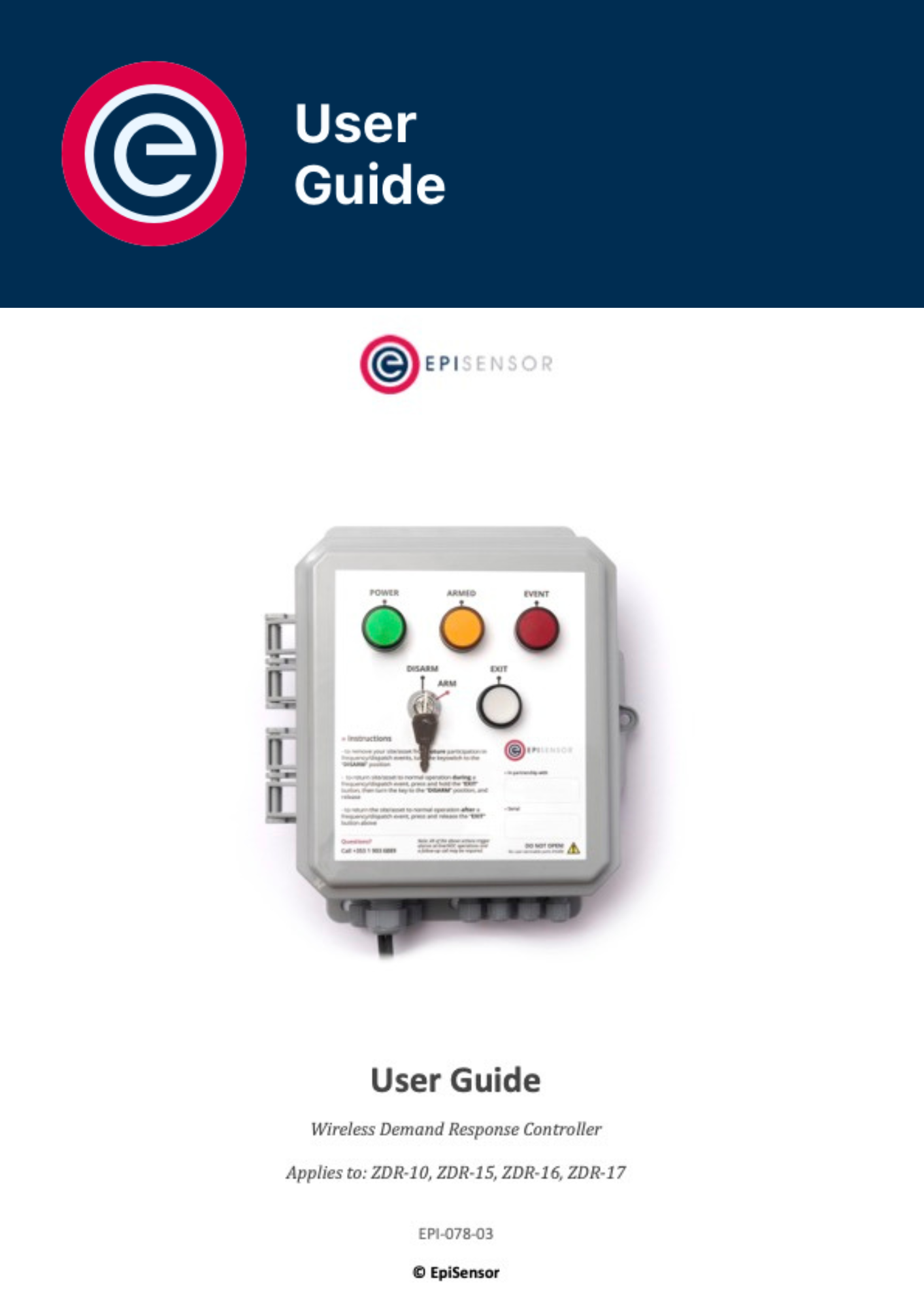 User Guide - ZDR-1X (EPI-078-03) User Guide - ZDR-1X (EPI-078-03)