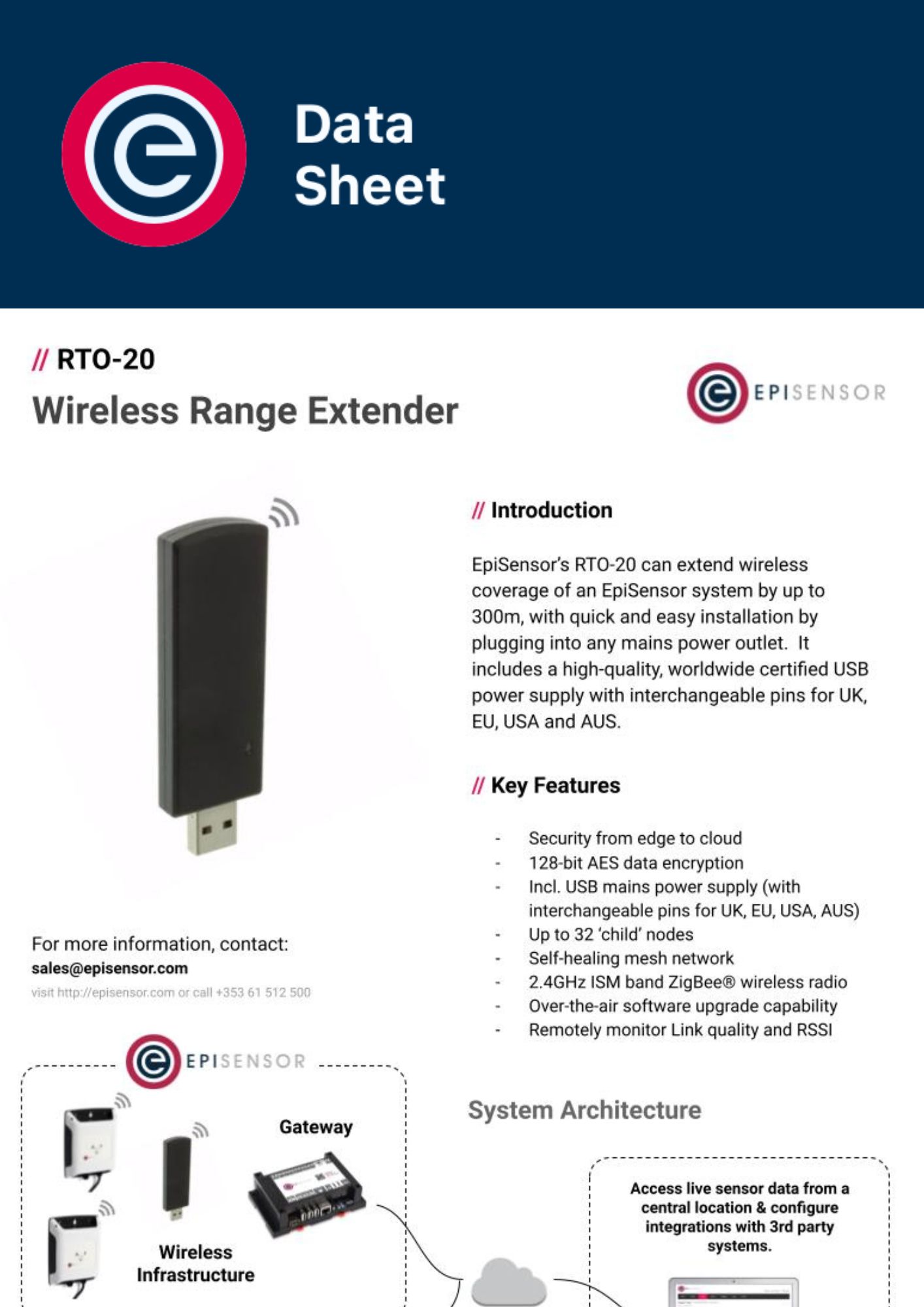 Datasheet Wireless Range Extender RTO-20 Datasheet Wireless Range Extender RTO-20