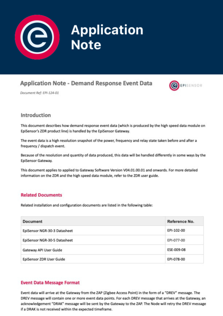Demand Response Event Data (EPI-124-01)
