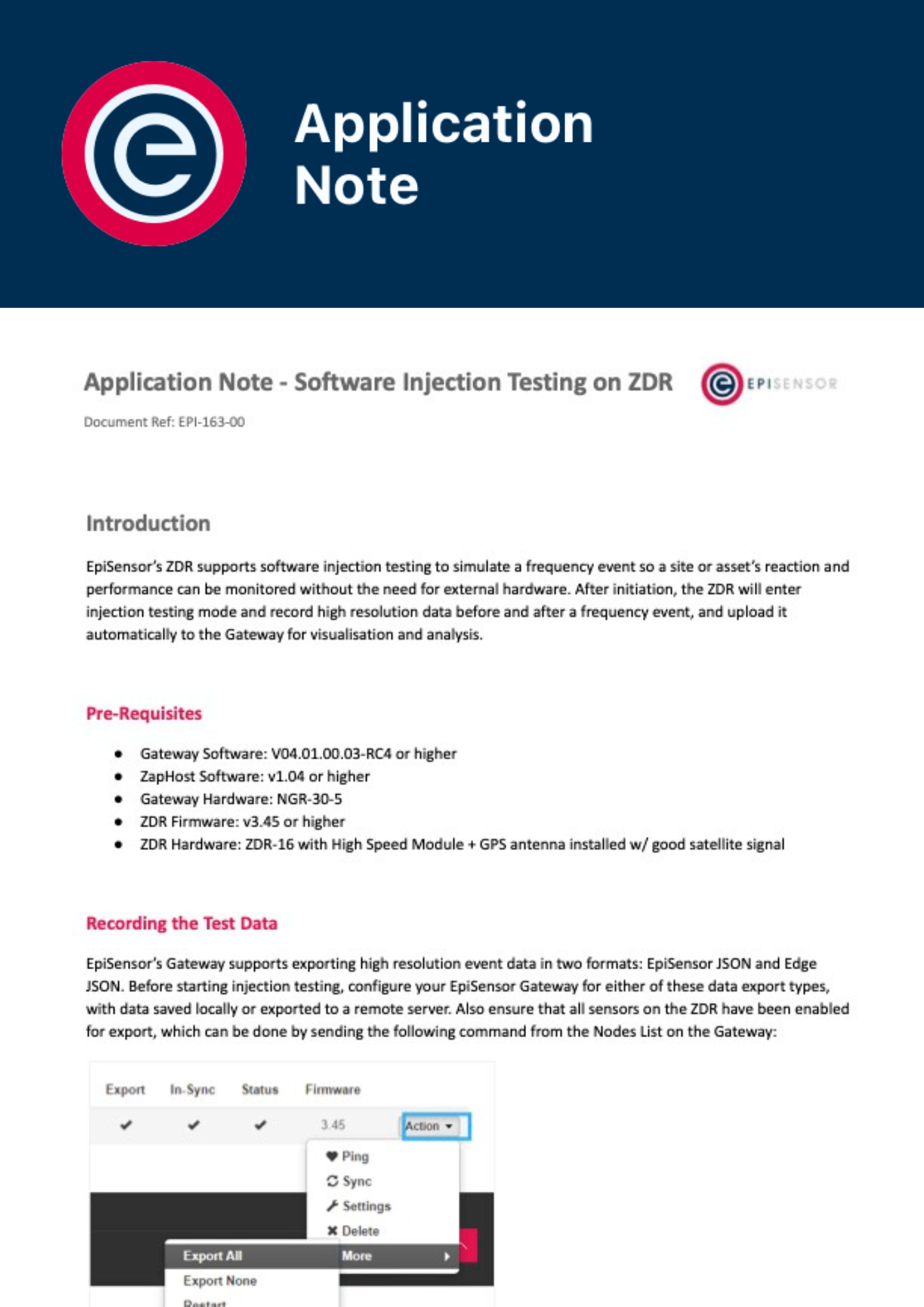 Application Note - Software Injection Testing on ZDR (EPI-163-00) Application Note - Software Injection Testing on ZDR (EPI-163-00)