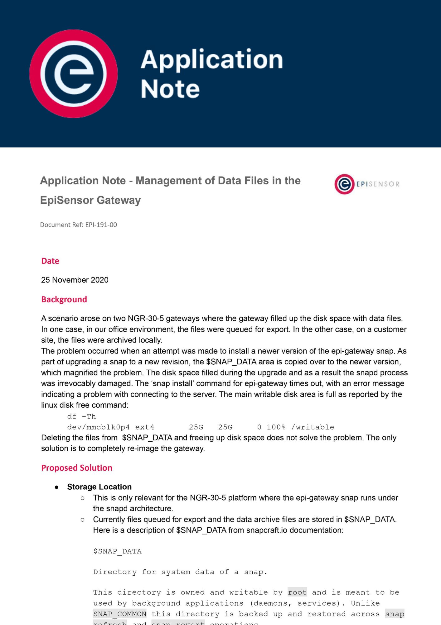 Application Note - Management of Data Files in the EpiSensor Gateway Application Note - Management of Data Files in the EpiSensor Gateway