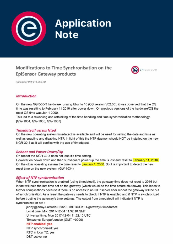 Application Note Time Synchronisation on the Gateway