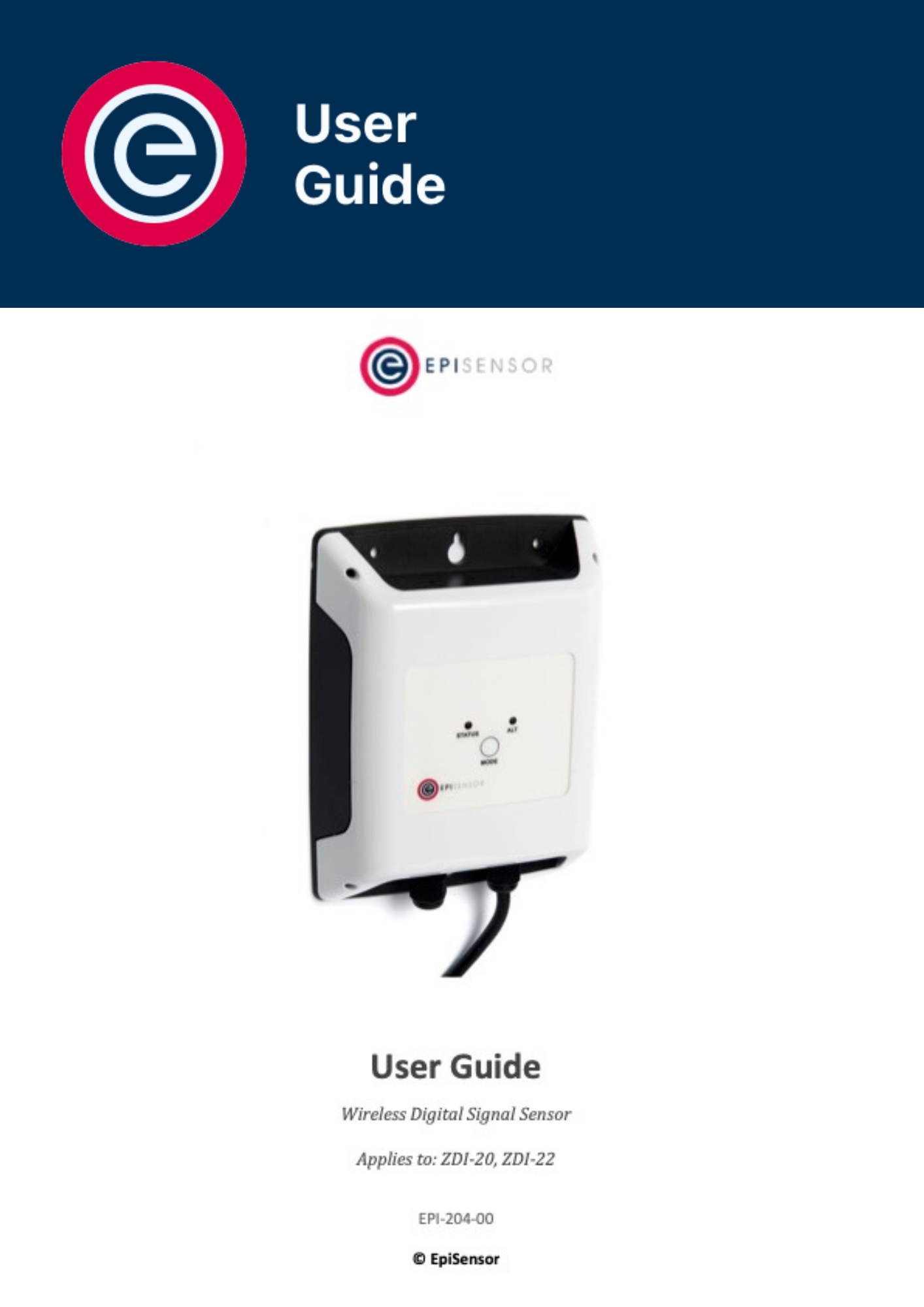 User Guide Wireless Digital Signal Sensor ZDI-2x User Guide Wireless Digital Signal Sensor ZDI-2x