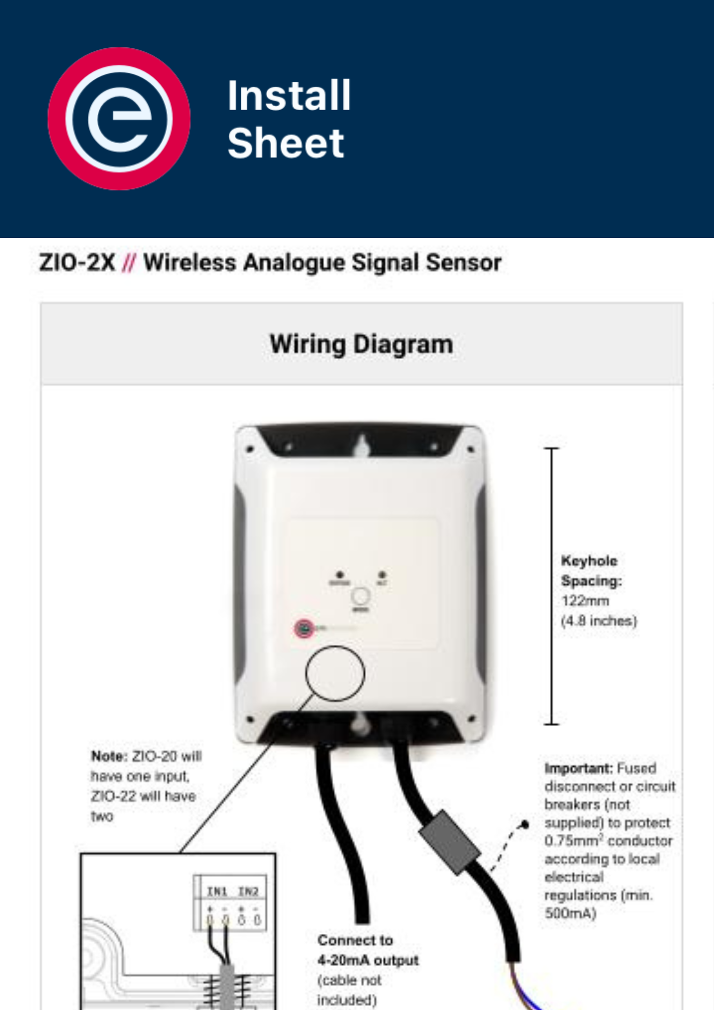 Install Sheet Wireless Analogue Signal Sensor ZIO-2x Install Sheet Wireless Analogue Signal Sensor ZIO-2x