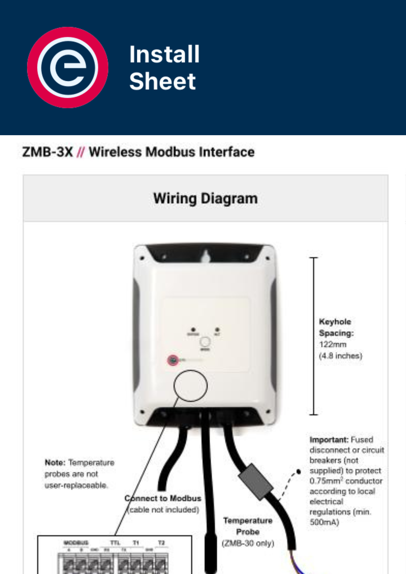 Install Sheet Wireless Modbus Interface ZMB-3X Install Sheet Wireless Modbus Interface ZMB-3X