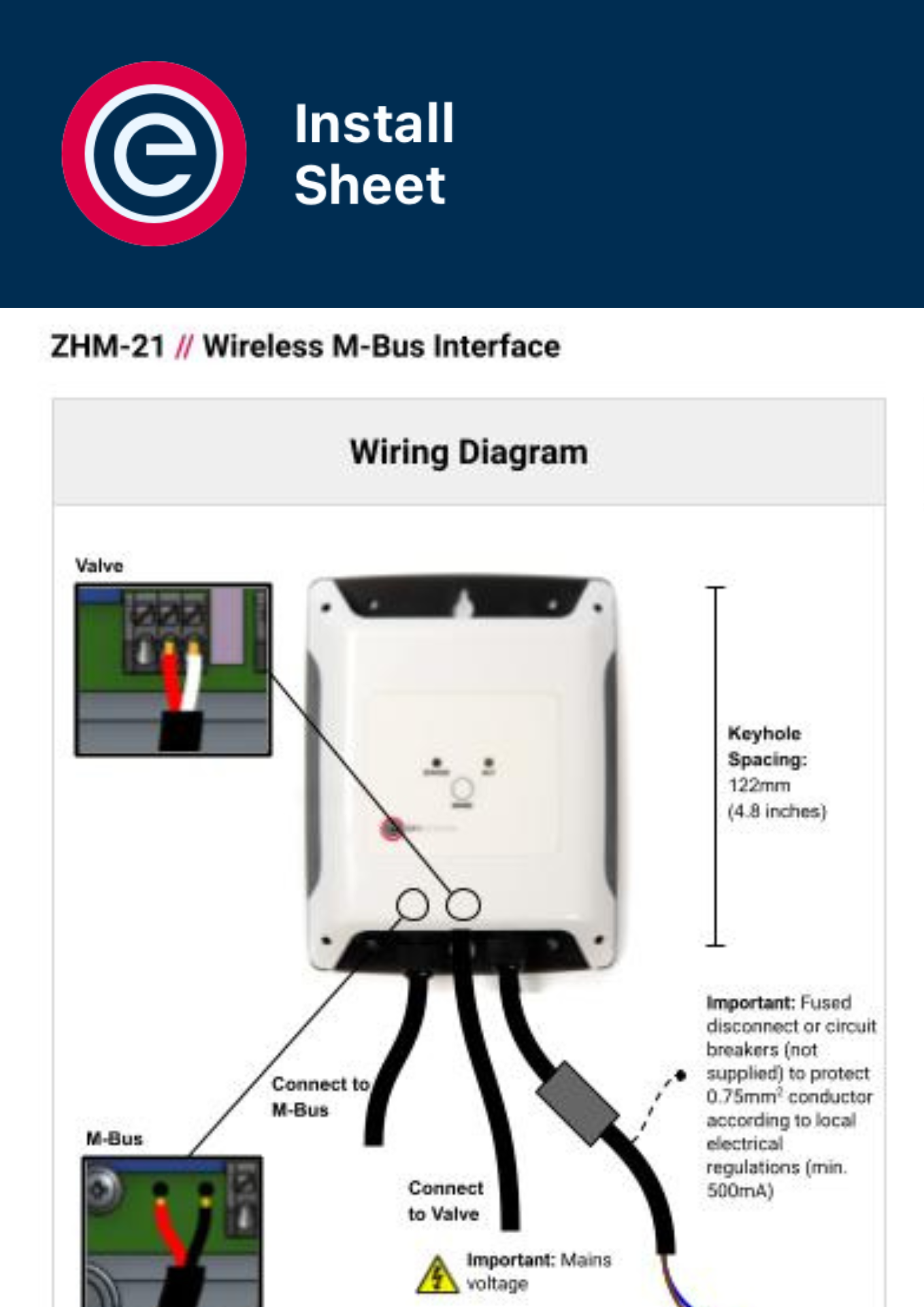 Install Sheet Wireless M-Bus Interface ZHM-21 Install Sheet Wireless M-Bus Interface ZHM-21