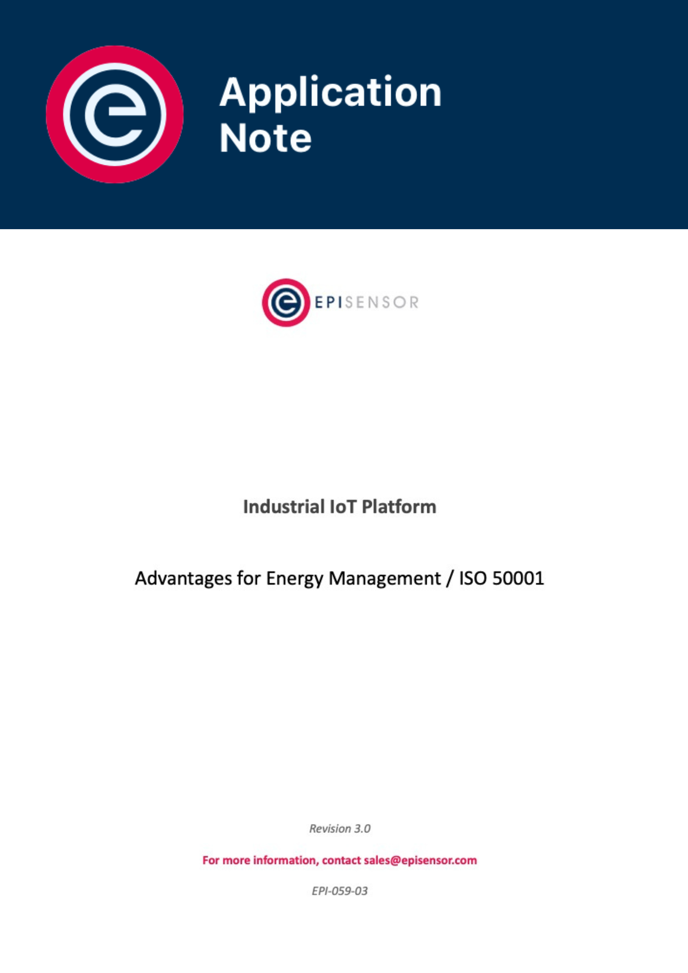 Application Note ISO 50001 and the advantages of the EpiSensor Platform Application Note ISO 50001 and the advantages of the EpiSensor Platform