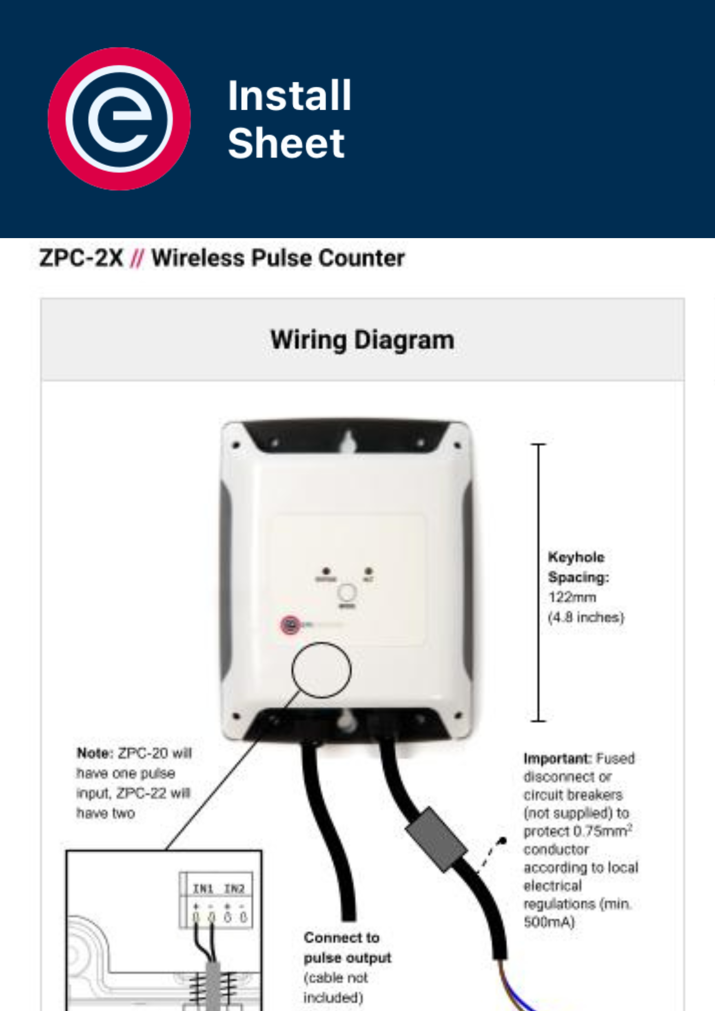 Install Sheet Wireless Digital Signal Sensor EpiSensor ZPC-2X Install Sheet Wireless Digital Signal Sensor EpiSensor ZPC-2X