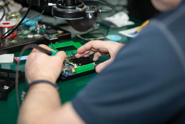 EpiSensor electronics engineer develops wireless IoT infrastructure at EpiSensor's central location in Limerick, Ireland.