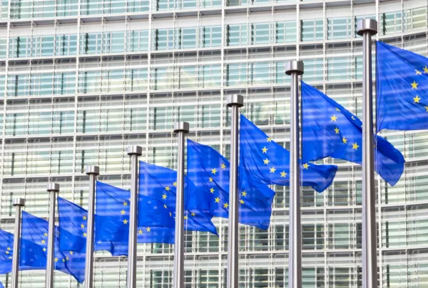 EU Flags representing the EU Energy Efficiency Directive Recast 2023