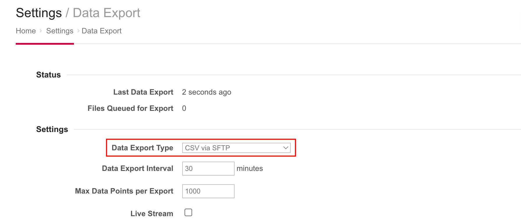 EpiSensor Gateway Data Export CSV via SFTP