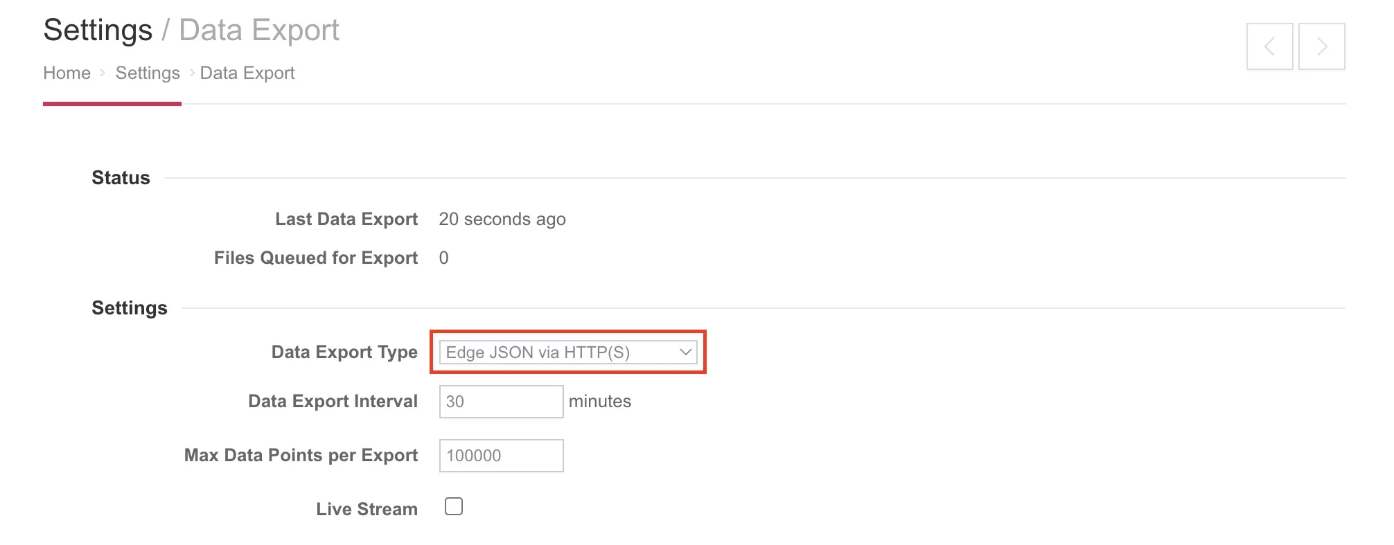 EpiSensor Gateway-Data Export Type JSON via HTTPs