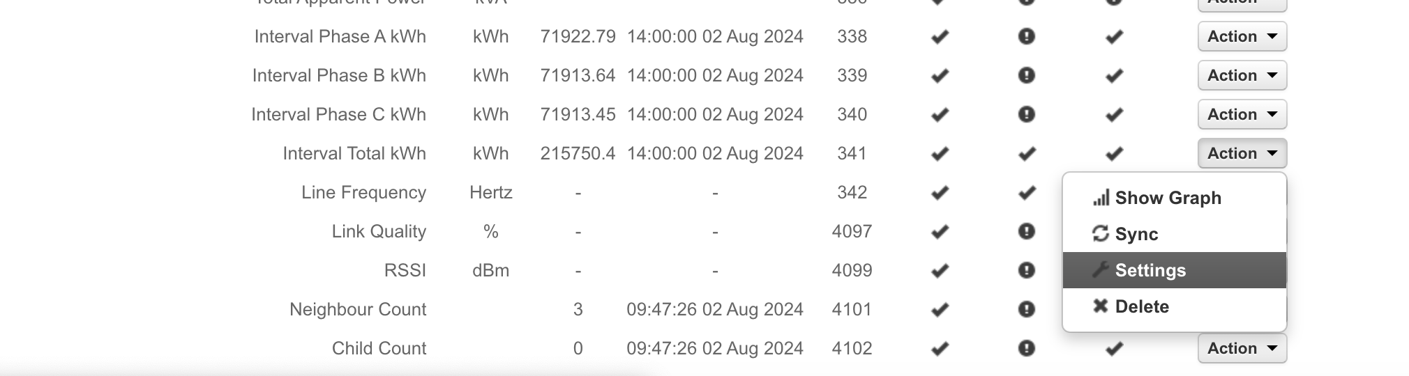 Navigating to Sensor Settings on an EpiSensor Gateway